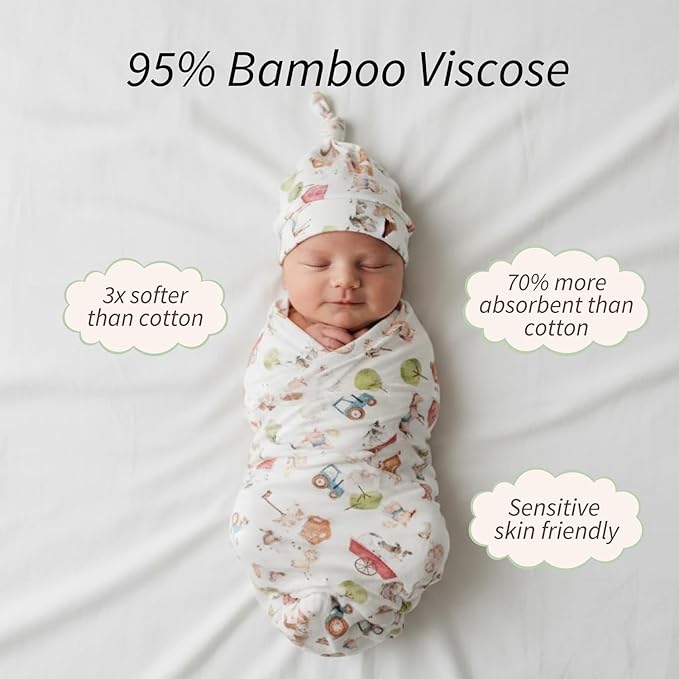Swaddles for Newborns Baby Blanket Set Ultra-Soft 95% Bamboo Viscose Baby Swaddle for 0-3 Months | Newborn Essentials Must Haves Bamboo Viscose Swaddle Blankets