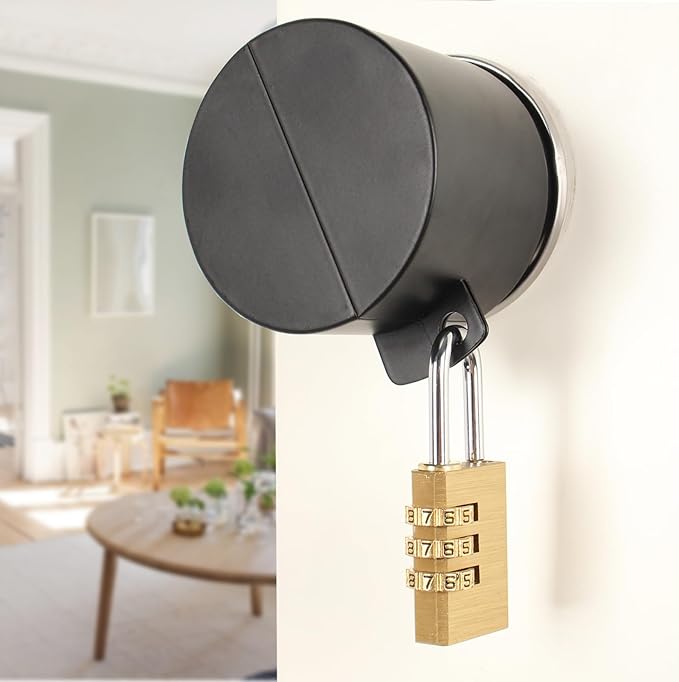 Door Handle Cover Lock, Door Knob Lockout Device,Elderly Patient Door Handle Iock, Child Safety Iock to Prevent Door Handle Rotation and Entry Black with Padlock