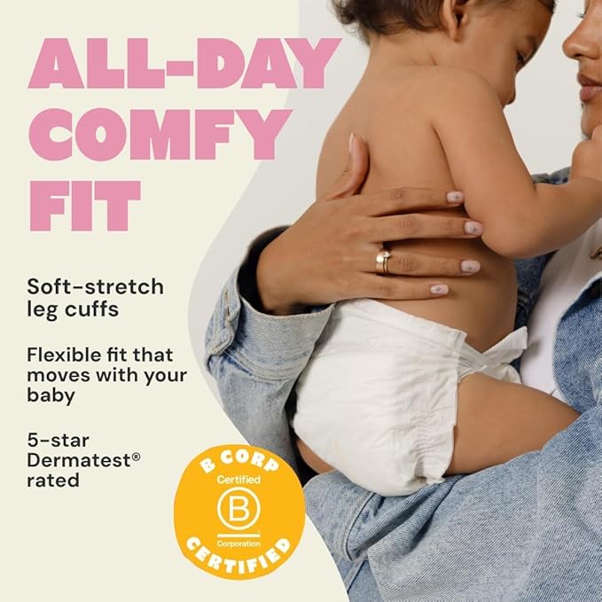 DYPER - Baby Diapers Size 1 (36 Count) - Plant Based Disposable Diapers for Day and Overnight Premium Leak Protection, Skin-Friendly Comfort with Soft Size 1 Diapers (8-14 lbs)