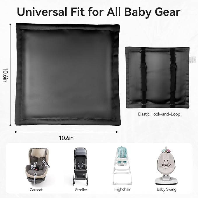 Silky Head Carseat Cover for Babies Satin Head Cover Silk Feeling for Baby Car Seat Canopy Headrest Protector 2pcs for Boys Girls Infant Sleeping Hair Protection Pink Black