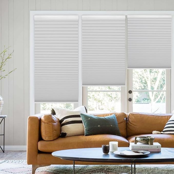 MYshade 1.5-Inch Cellular Cordless Light Filtering Shades, Honeycomb Window Blinds for Soft Daylight & Privacy, Thermal Insulation, Child Safe, Inside or Outside Mount (27" W x 64" H, Grey)