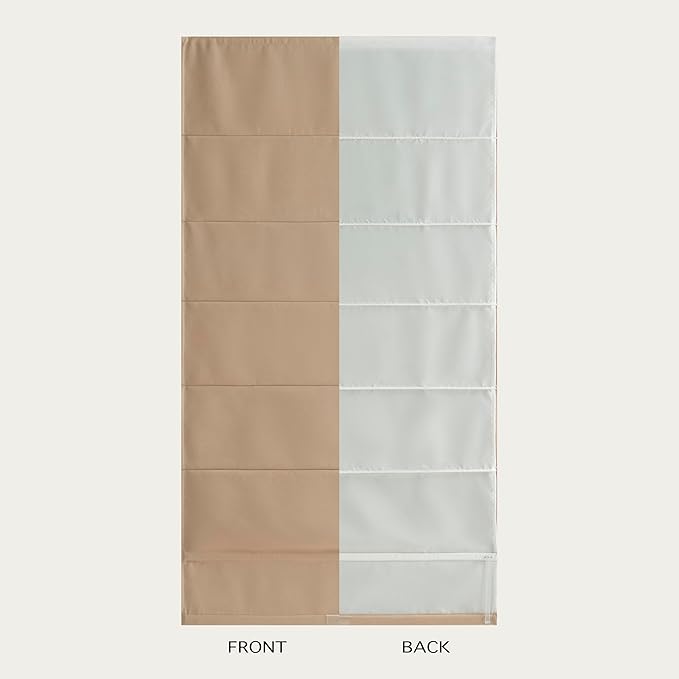 Blackout Roman Shades Cordless for Windows, Pull Down Window Shades Blinds with Heavy 430GSM Chenille & White Backing & Thermal Insulated & Hidden Cords, 30.5x72 Inches (Warm Beige)