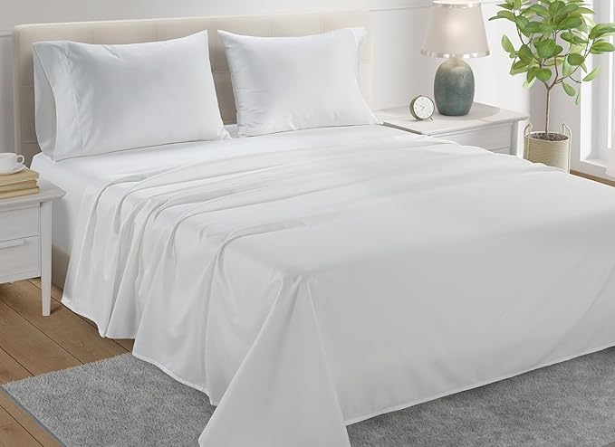 100% Egyptian Cotton Sheets California King Size Sheets Set with Fully Elasticated Cal King Fitted Sheet & Pillowcase Sets, 800 TC Hotel Collection No Pill Soft Breathable Luxury White Bedding