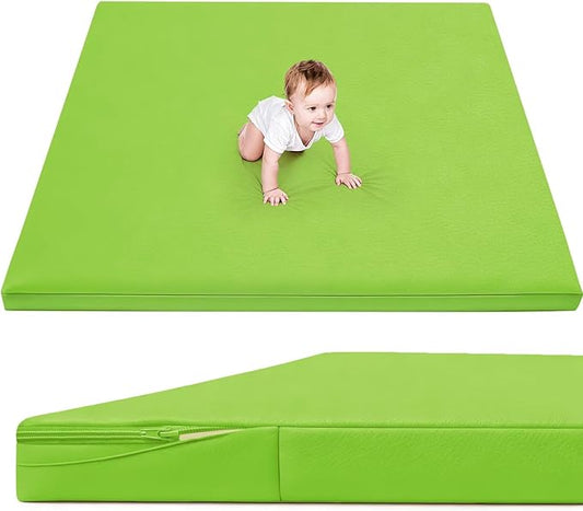Waterproof Baby Play Mat for Floor 1.3"Thick Memory Foam 50*50 Cushion Playpen Playmat Tummy Time Crawling Mat Nursery Rug Pad Mattress Create Soft & Safe Area for Infants,Toddler,Kids,Green