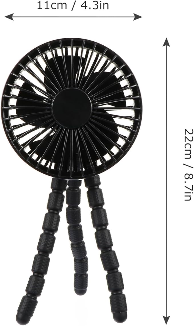 VICASKY Portable Mini Clip-on Stroller Fan for Babies, USB Rechargeable Quiet Handheld Cooling Air Cooler, Black, Suitable for Outdoor Travel and Office Use