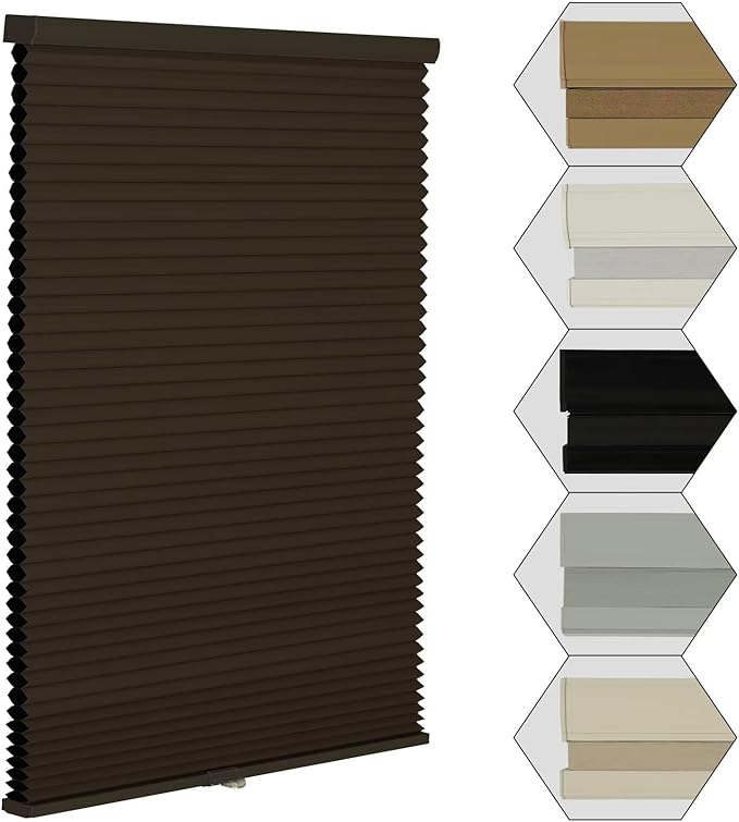 MYshade Cordless Blackout Window Blinds & Shades Pull Down Room Darkening Window Shades Light Blocking Honeycomb Cellular Shade for Indoor Windows Easy to Install 32 inch Wide, H72 Taupe Blinds