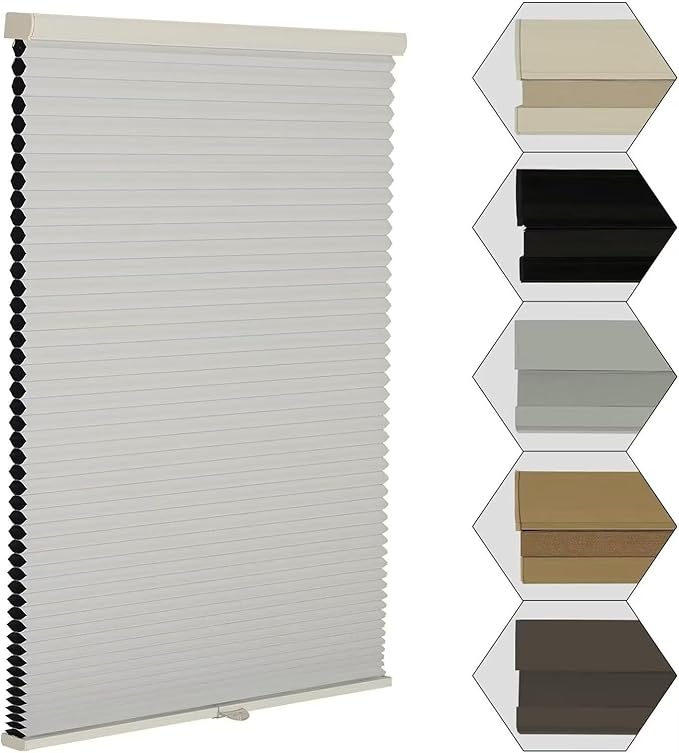 MYshade Cordless Blackout Window Blinds & Shades Pull Down Room Darkening Window Shades Light Blocking Honeycomb Cellular Shade for Indoor Windows Easy to Install 37 inch Wide, H72 White Blinds