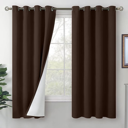 BGment Brown Curtains for Bedroom 2 Panels Set, Blackout Curtains Thermal Insulated Bedroom Curtains 63 inch Length Soundproof Window Drapes, Each Grommet Drape 52 Inch Wide