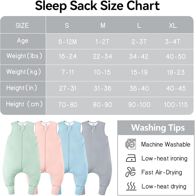 EasyFi Rayon Made from Bamboo Sleep Sack with Feet Baby Sleep Sack with Legs
