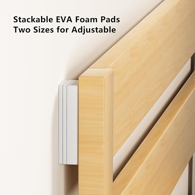 18Pcs Furniture Pads,EVA Foam Headboard Stoppers for Wall, 8Pcs (15mm Thick)+10Pcs (5mm Thick) Wall Protector, Anti-Vibration Soundproof Pads, Couch stoppers, Bed Noise Stopper, White