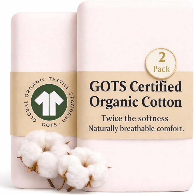 GOTS Organic Bedside Bassinet Sheets 33x20 for Maxi COSI Iora, Cowiewie, Baby Delight, Mika Micky, Ronbei, Koola Baby Bond, Kidsclub, Luxury Turkish Cotton - Rectangle 32x19-33x20