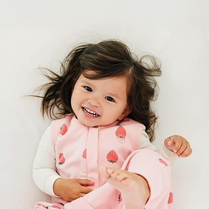 Woolino 4 Season Baby Sleep Bag with Feet Opening, Australian Merino Wool and Organic Cotton, Toddler Sleeping Bag, 18-36mo, Strawberry
