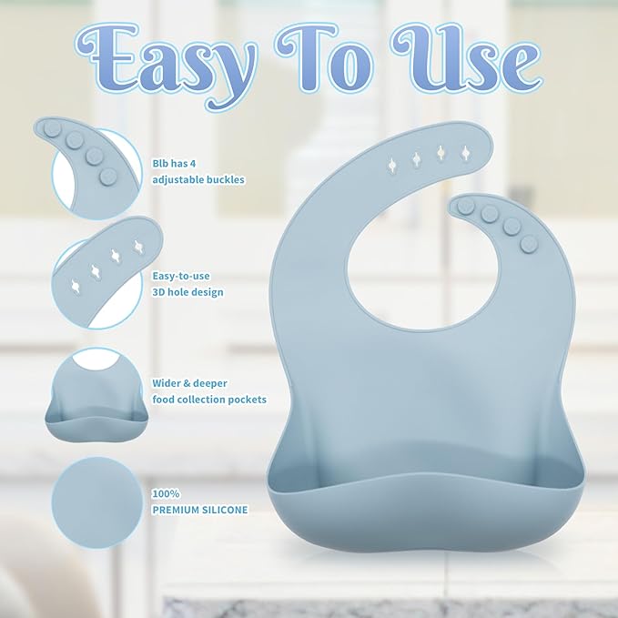 CHCC Silicone Baby Feeding Set 10 Pcs, Baby Led Weaning Supplies, Baby Feeding Supplies Set BPA Free, Baby Essentials for Newborn Gift Blue