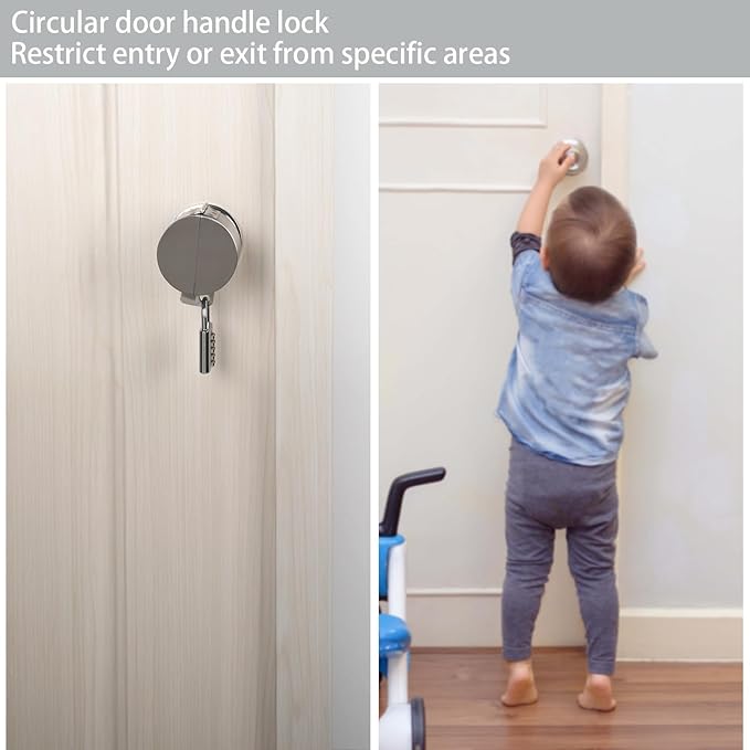 Door Handle Lock, Door Knob Lock Cover, Stainless Steel Construction – Designed to Cover and Lock The Door Handle, Preventing Rotation and Access to The Keyhole
