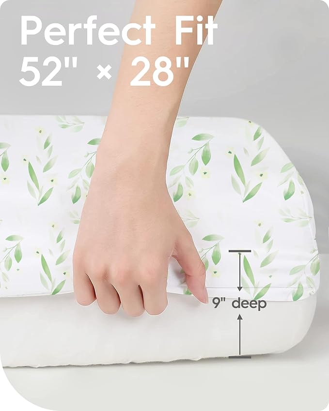 TotBasic Crib Sheets for Boy Girl, Premium Soft Crib Mattress Fitted Sheet, Ultra Breathable Baby Sheets, Super Stretchy Baby Bed Sheets 28''x52''x9'' Extra Deep Pocket, 2 Pack