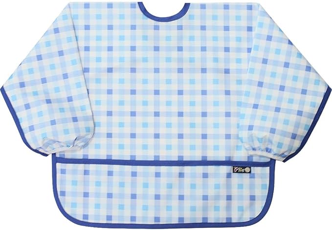 Plie Long Sleeve Waterproof Bib for Toddlers – Soft Feeding Smock for Baby Mealtime, Self-Feeding, BPA-Free, Easy Clean