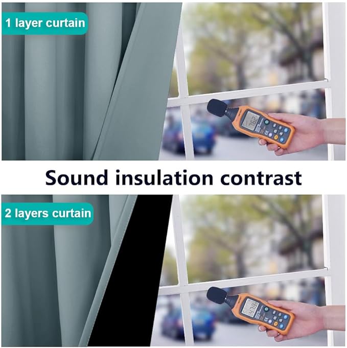 NICETOWN Greyish Blue 100% Blackout Window Curtain Panels, Cold and Full Light Blocking Drapes with Black Liner for Nursery, 84 Inches Drop Thermal Insulated Draperies (2 Pieces, 52" Wide per Panel)