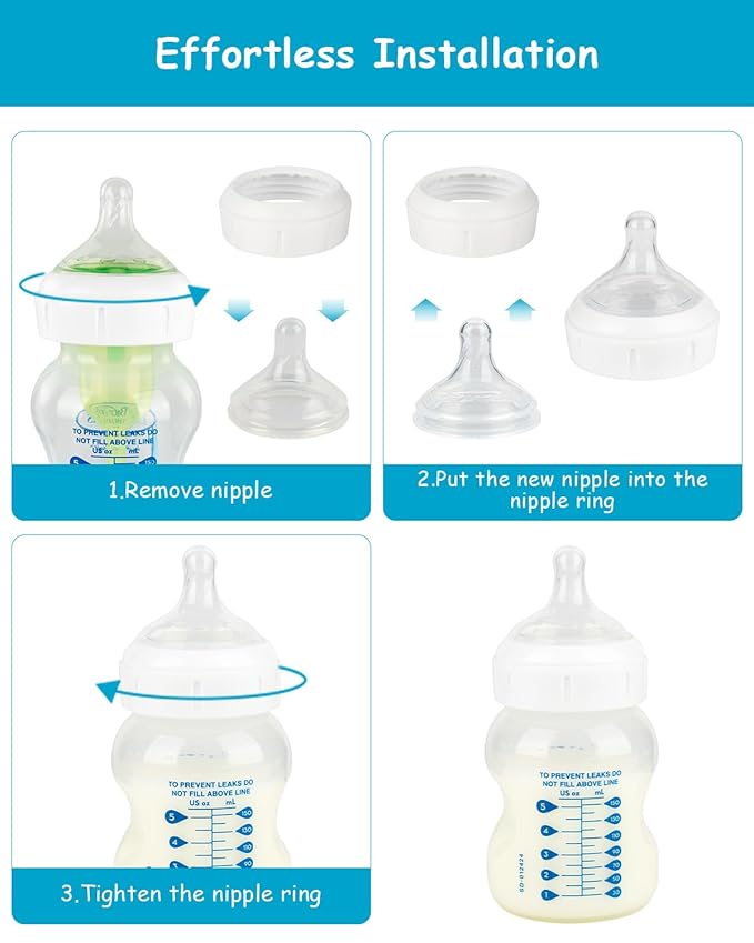 Silicone Nipple for Dr. Brown's Natural Flow Level 1 Wide-Neck Baby Bottle, 0m+, Slow Flow, 6 Count