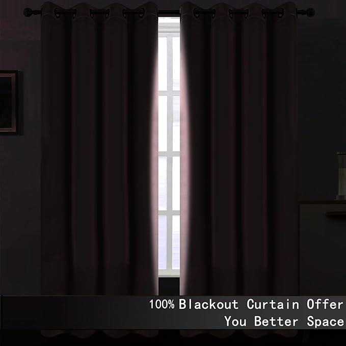 LEMOMO 100% Blackout Curtains 52 x 84 Inches Long Thermal Insulated Baby Pink Curtains with Black Liner Set of 2 Panels for Nursery Room