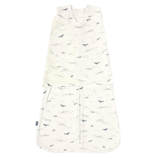 HALO 100% Cotton Sleepsack Swaddle, 3-Way Adjustable Wearable Blanket, TOG 1.5, Ocean Life, Small, 3-6 Months