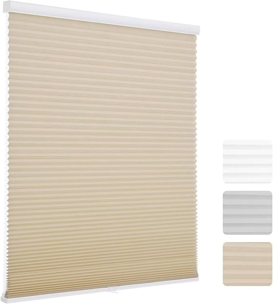 MYshade 1.5-Inch Cellular Cordless Light Filtering Shades, Honeycomb Window Blinds for Soft Daylight & Privacy, Thermal Insulation, Child Safe, Inside or Outside Mount (46" W x 72" H, Beige)