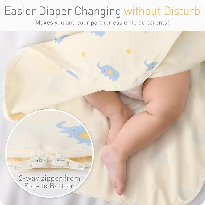 Premium Soft Cotton Transitional Swaddle Sack with Arms Up & Sleeves 0-3 Months, Mitten Cuffs, 2-Way Zipper, Sleeping Sacks for Newborns - Calms Startle Reflex, Boys & Girls Sleep Bag
