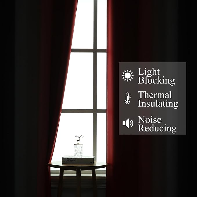 Estelar Textiler Black and Red Blackout Curtains, 100% Ombre Blackout Curtains for Bedroom, Full Light Blocking Thermal Insulated Gradient Grommet Drapes for Living Room, 42x84 Inch, 2 Panels
