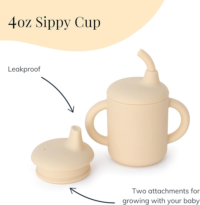 Little Loon Baby Feeding Essentials: Baby Led Weaning Supplies with Baby Plates, Silicone Bibs, Baby Spoons, Sippy Cups, Toddler Plates and Bowls Set - Baby Essentials - Baby Shower Gifts (Sun)
