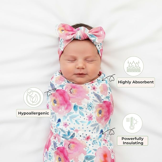 Swaddles for Newborns Baby Blanket Set Ultra-Soft 95% Bamboo Viscose Baby Swaddle for 0-3 Months | Newborn Essentials Must Haves Bamboo Viscose Swaddle Blankets