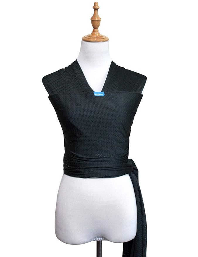 Baby Wrap Sling Carrier for Newborn, Infant, Toddler, Kid | Breathable Lightweight Stretch Mesh Water Sling | Nice for Summer, Pool, Beach, Swimming | Perfect Shower Gift Black