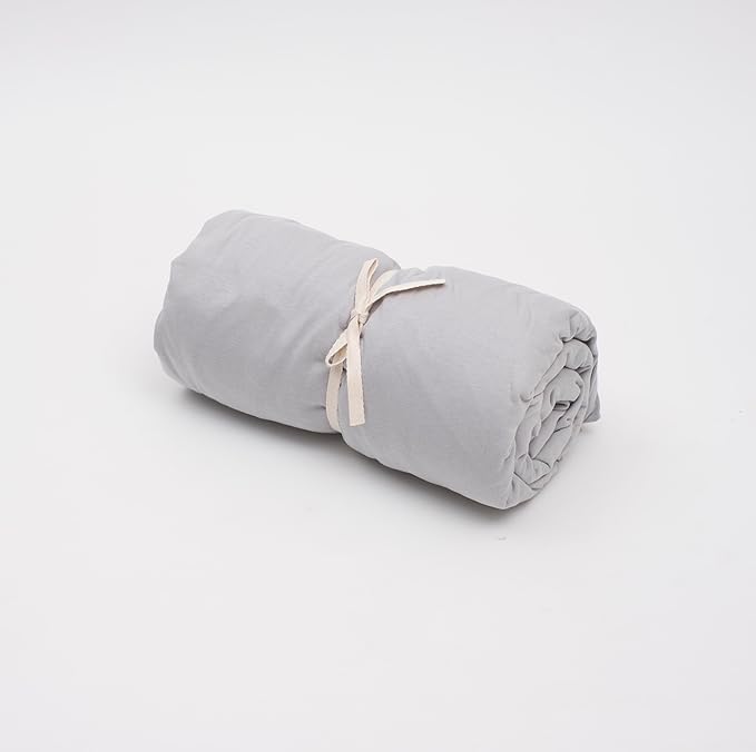 100% Cotton Fitted Sheet Only - Deep Pocket up to 16inch - All-Around Elastic - T-Shirt Fabric Jersey Knit - Extra Soft - Easy Fit - All Season - Comfy (Gray, Twin XL)