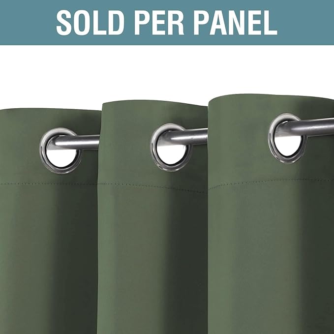 H.VERSAILTEX Blackout Curtain for Living Room Thermal Insulated Window Treatment Curtain Extra Long 90 inch Length Energy Saving Solid Grommet Top Blackout Drape, One Panel, Bronze Green, 52"W x 90"L
