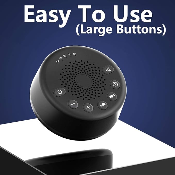 Easysleep Sound White Noise Machine with 25 Soothing Sounds and Memory Function 32 Levels of Volume and 5 Sleep Timer Powered by AC or USB for Sleeping Relaxation (Black-No Light)
