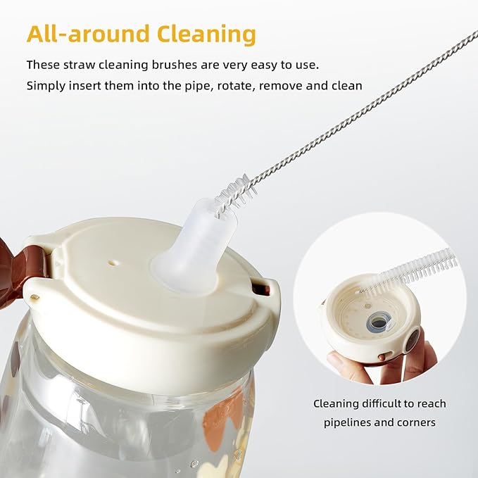 ZRHR Straw Cleaner Brush Kit 10 pcs, 12 inche Extra Long Sizes of Straw Brushes for 40/30/20/14 oz Stanley Mug, Water Bottle, Sippy Cups, Pipes, Stainless Steel Drinking Straws, Tubes