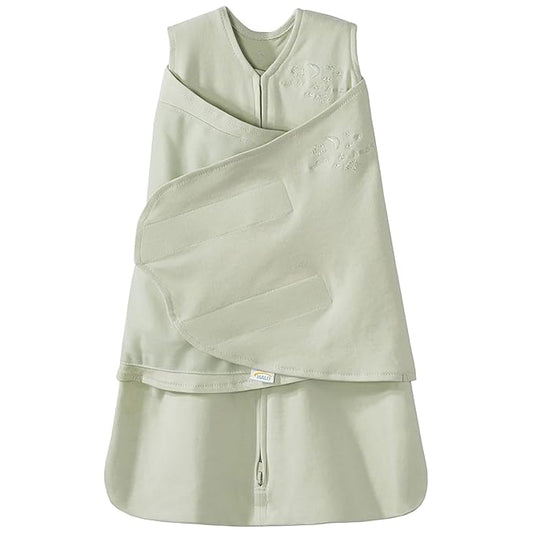 HALO 100% Cotton Sleepsack Swaddle, 3-Way Adjustable Wearable Blanket, TOG 1.5, Sage, Small, 3-6 Months