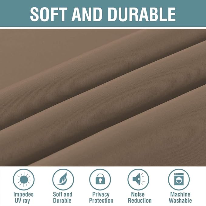 H.VERSAILTEX Blackout Curtain for Living Room Thermal Insulated Window Treatment Curtain Extra Long 63 inch Length Energy Saving Solid Grommet Top Blackout Drape, One Panel, Macchiato, 52" W x 63" L
