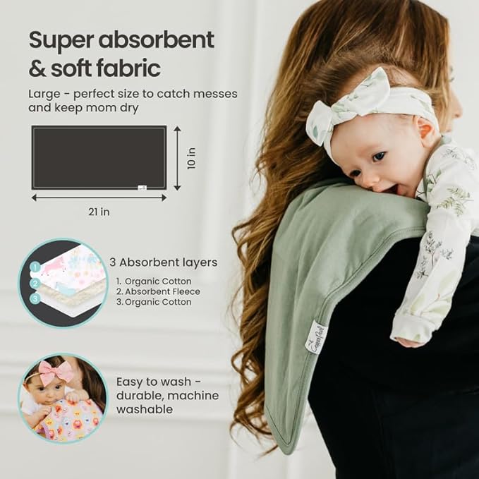 Copper Pearl Premium Baby Burp Cloths - 3-Pack Large Cotton Burp Cloths, Extra Soft Spit Up Rags with 3 Absorbent Layers, Perfect for Baby Girl Gifts (21" x 10" Size, Enchanted Set)