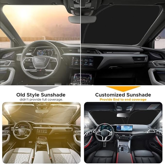 EcoNour Windshield Sunshade for Jeep Wrangler & Gladiator 2018–2026| Foldable Custom Fit Sun Visor Protector | Blocks UV Rays & Heat | Front Window Jeep Accessory | Keeps Jeep Interior Cool & Comfort