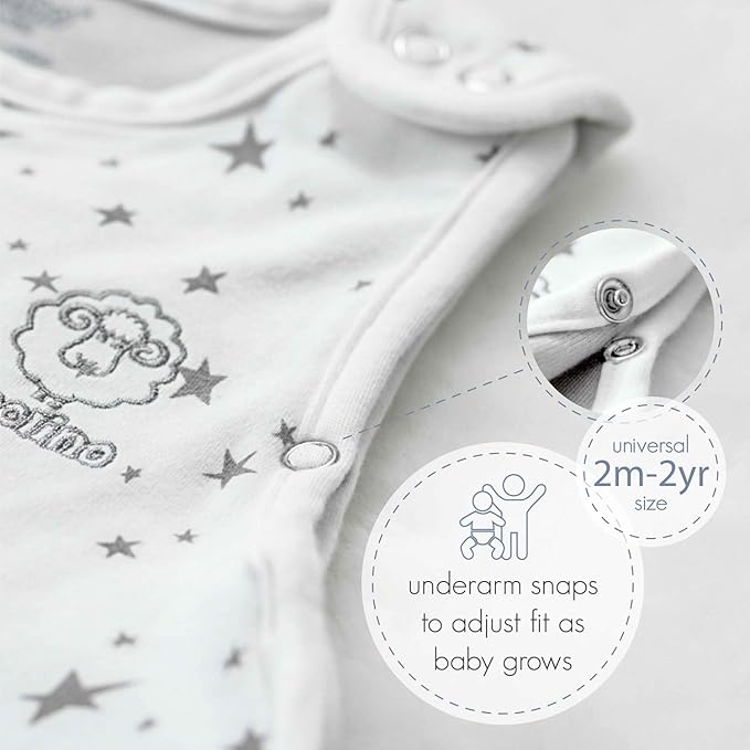 Woolino Ultimate Sleep Sack - 4 Season - Merino Wool and Organic Cotton Two-Way Zipper Adjustable Sleeping Bag - Universal Size Sleep Sack for Baby (2-24 Months) - Whales