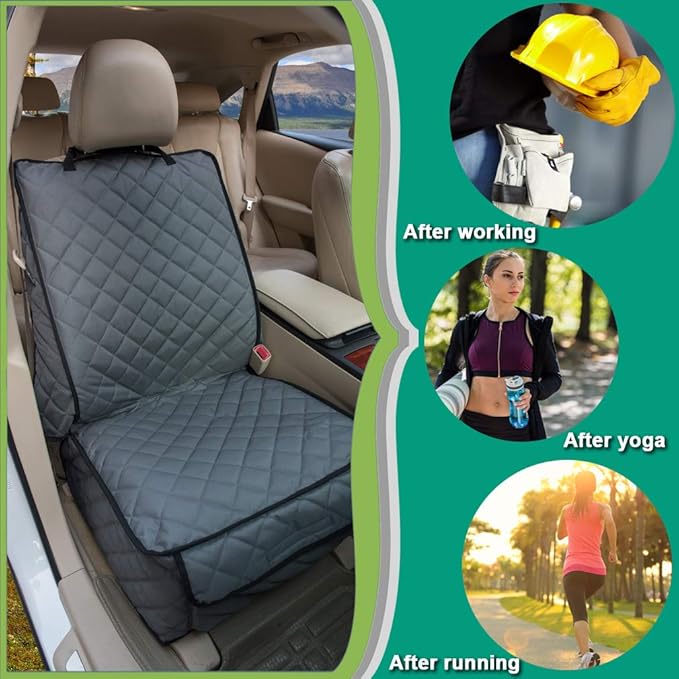Waterproof Front Seat Cover Dog Car Seat Covers Nonslip and Full Protection with Side Flaps Fits Most Cars, Trucks, SUVs(Grey, 2Pack)