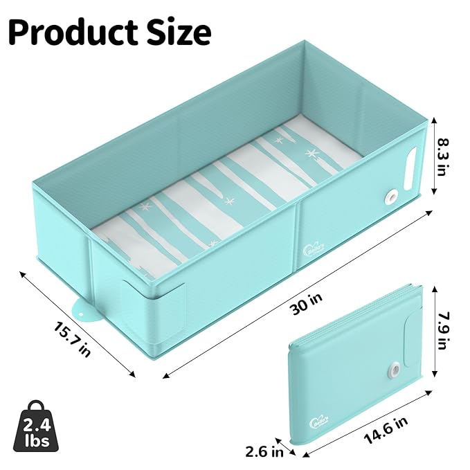Bella’s Friends Baby Collapsible Bathtub, Travel Bath Tub for Baby, Foldable and Portable, Easy Storage, Non-Slip Base, Reinforced Structure, Lightweight, Essentials for 6M-3Y Infant Toddler, Green