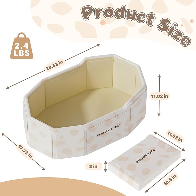 Collapsible Baby Bathtub for Shower, Portable Foldable Toddler Bath Tub with Non-Slip Base, Compact Travel Essentials for Kids & Infants, Easy Storage in Small Spaces, White
