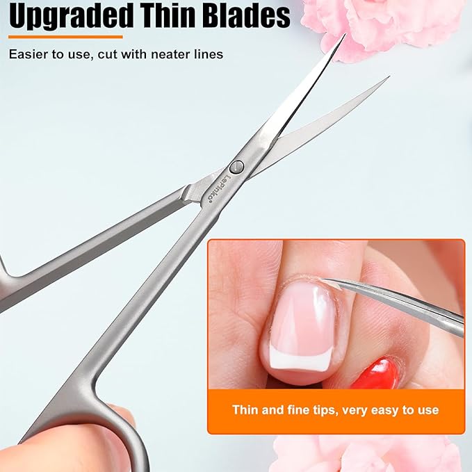 LePinko Cuticle Scissors, UPGRADED Fine Tip