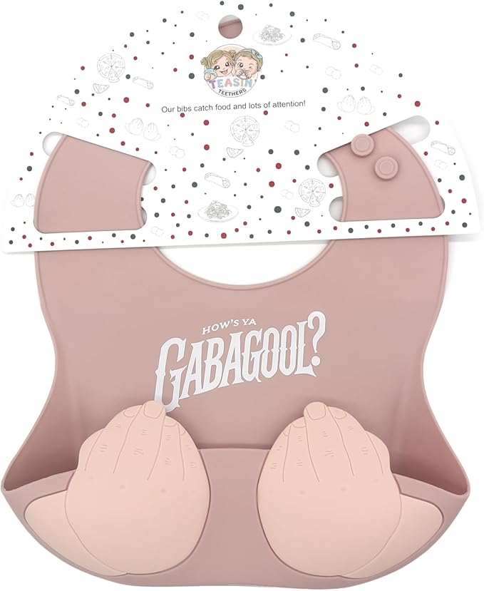 Teasin' Teethers Funny Italian Silicone Baby Bib with Pocket Food Catcher for Toddlers and Infants Funny Baby Bib Gift