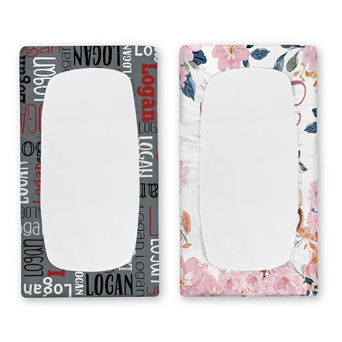 Custom Changing Pad Cover Set - Jersey Knit Ultra Soft Unisex Waterproof Diaper Changing Table Covers with Personalized Name for Baby Boys Girls - Comfy Cozy 2 Pcs Set Style14