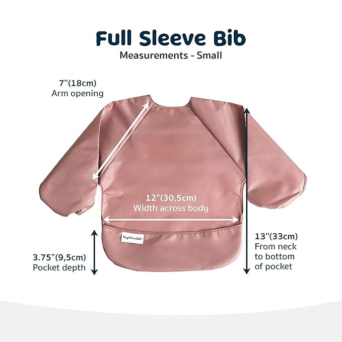 Tiny Twinkle Long Sleeve Bib for Babies & Toddlers | 2-Pack Waterproof Smock Bib for Eating | Machine Washable & Mess-Proof Feeding Essentials | Newborn Shower Gift (Taupe Lilac,6–24M)