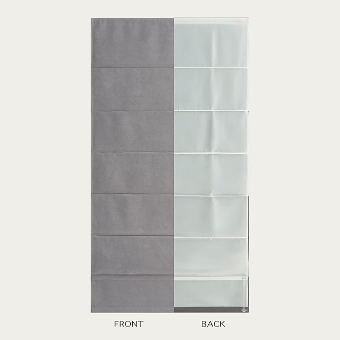 Blackout Roman Shades Cordless for Windows, Pull Down Window Shades Blinds with Heavy 430GSM Chenille & White Backing & Thermal Insulated & Hidden Cords, 27.5x60 Inches (Charcoal Gray)