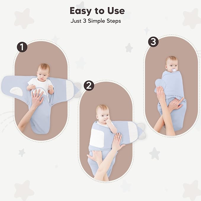 Susurration Swaddles for Newborns, 100% Cotton Baby Swaddle Sleep Sack, with Adjustable Velcro, Breathable and Durable Unisex Swaddle Sleep Sack, 3 Pack