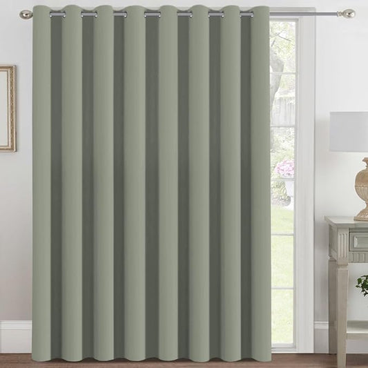 H.VERSAILTEX Blackout Patio Curtains 100 x 96 Inches for Sliding Door Extral Wide Blackout Curtain Panels Thermal Insulated Room Divider - Grommet Top, 8' Tall by 8.5' Wide - Sea Grass