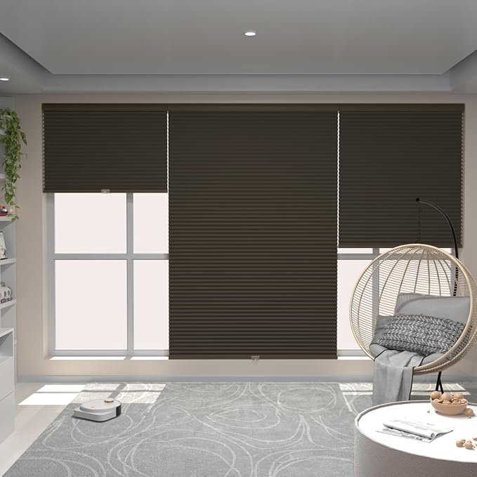 MYshade Cordless Blackout Window Blinds & Shades Pull Down Room Darkening Window Shades Light Blocking Honeycomb Cellular Shade for Indoor Windows Easy to Install 32 inch Wide, H72 Taupe Blinds